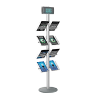 ЛАГУНА-04.8хА4.Gr Буклетница напольная h=1900 с фризом двусторонняя серая (П)